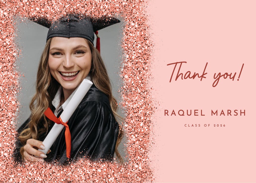 Glitter abstract - graduation thank you card